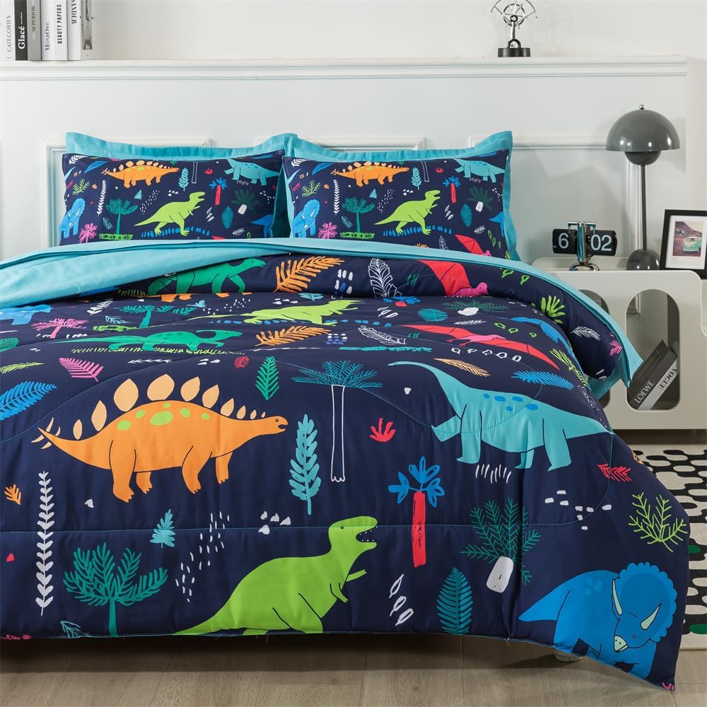 Dinosaur Bedding Set Twin for Boys 5 Pieces Wild Dino Comforter