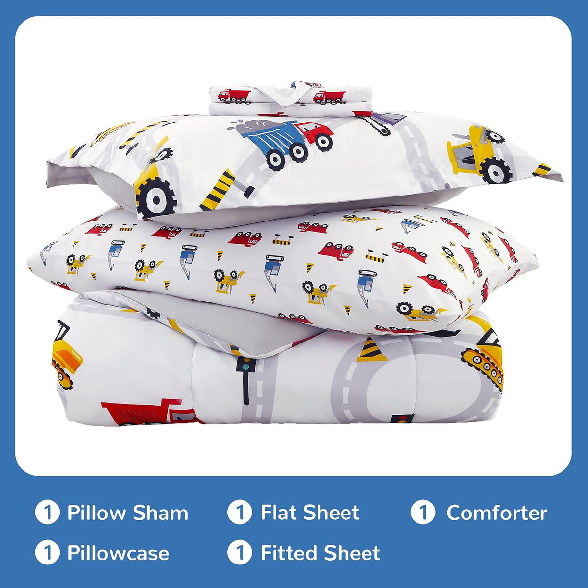 Viviland Kids Twin Bedding Sets, Boys Comforter, White Car
