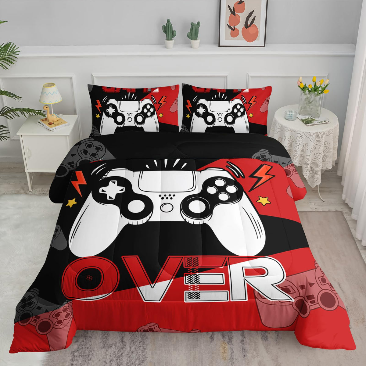 Axolotl Kid Comforter Set Twin Size,Racing Car Bedding Set for Boys Girls Teen Kids Children Racing Gifts,Race Cars Quilt Bed Set with 1 Comforter 2 Pillowcases,Red Grey