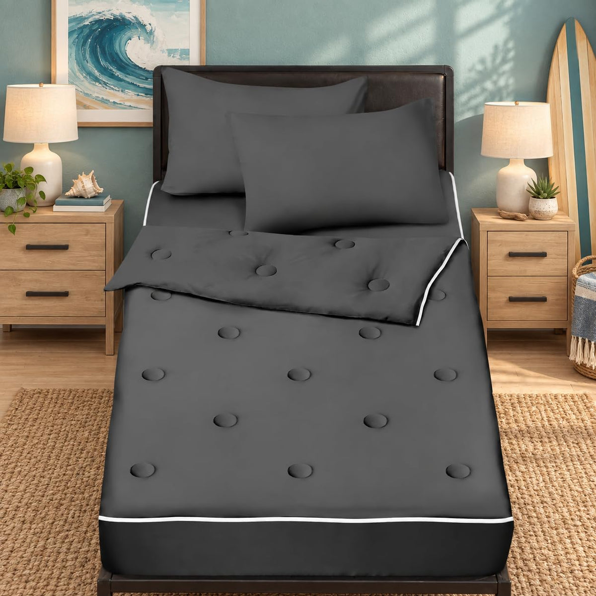 Nesker Dinosaur Twin Zipper Bedding for Boys, 3-Piece-All-in-one