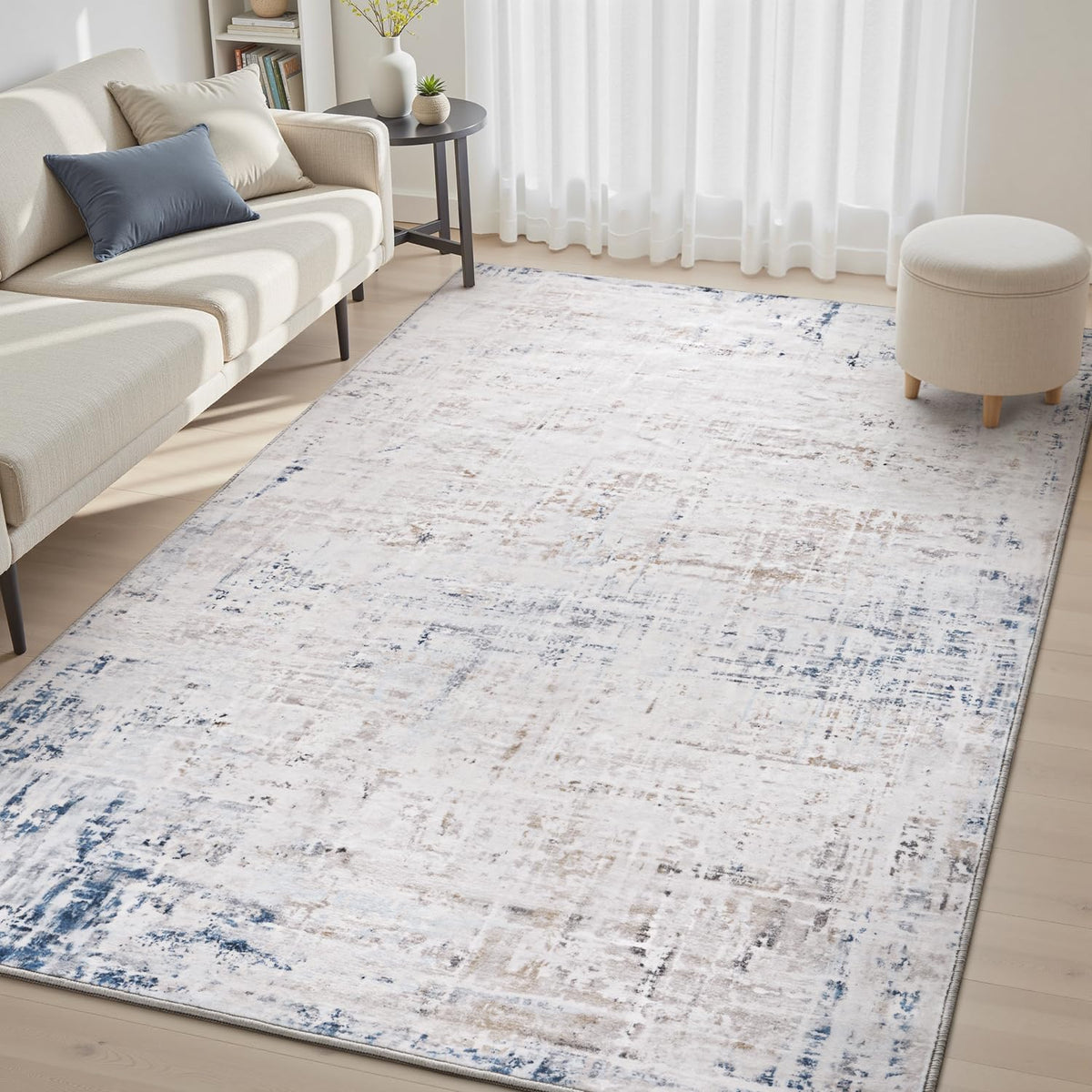 5 x 7 Area Rugs for Living Room, Machine Washable Non Slip Rug Ultra Soft Low Pile Indoor Carpet Modern Abstract Rugs for Bedroom Office Room Dining Room Beside, Grey