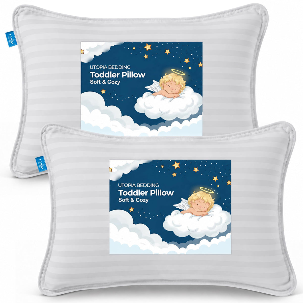Utopia Bedding Toddler Pillow 2 Pack, Cotton Blend Shell 13x18 Inch, White