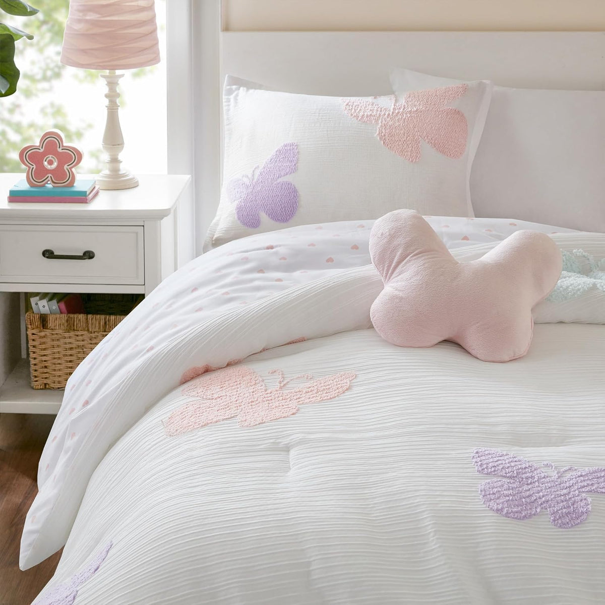 Intelligent Design Kids White Floral Queen Comforter Set for Girls, 4pc