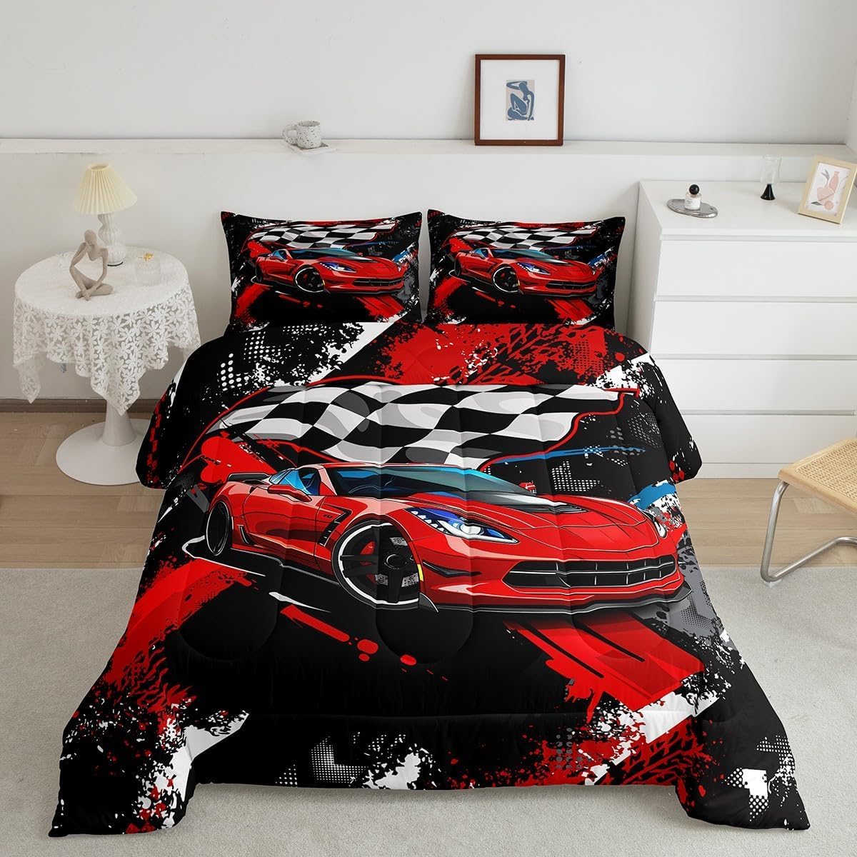 Feelyou Kids Construction Comforter Set Twin Bedding Sets for Boys Toddler Children Cartoon Cars Excavator Tractor Comforter Set Construction Machinery Truck Duvet Set Cars Bed Set with 1 Pillow Case