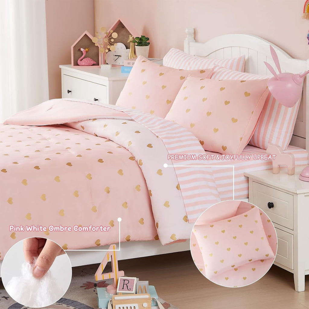 Twin Comforter Set with Sheets for Girls-5 Pieces Twin Bedding Sets