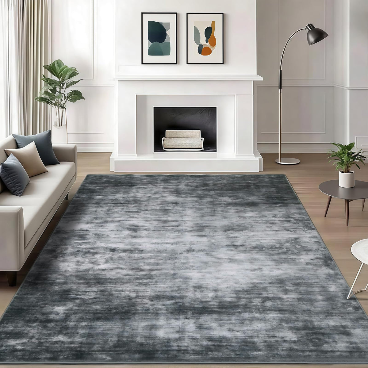 WILLSUN Washable Area Rugs, 5x7 Non-Slip Boho Large Area Rugs for Living Room, Bedroom, Machine Washable Vintage Rug, Indoor Floral Print Carpet for Home Decor, Kid & Pet Friendly Mat