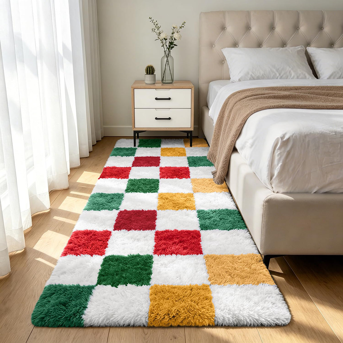 Shag Area Rugs for Bedroom Living Room,4X6 Ultra Soft Fluffy Area Rugs for Dorm,Indoor Carpet Plush Rugs for Home Decor,Tie-Dye Grey