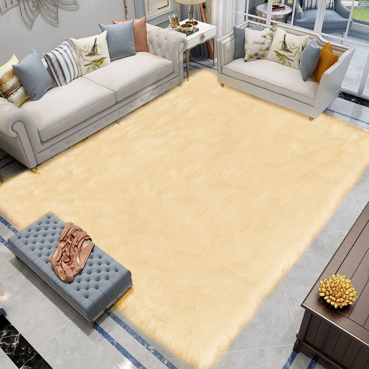Latepis White Faux Fur Sheepskin Rug 4x6 for Living Room, Fuzzy Rugs Fluffy Washable Rug for Bedroom, Playroom, Luxury Room Decor, Rectangle