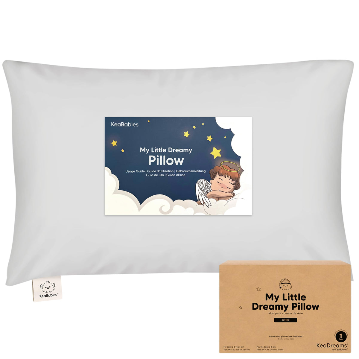 KeaBabies Organic Toddler Pillow with Pillowcase, Jumbo 14X20 (KeaFriends)