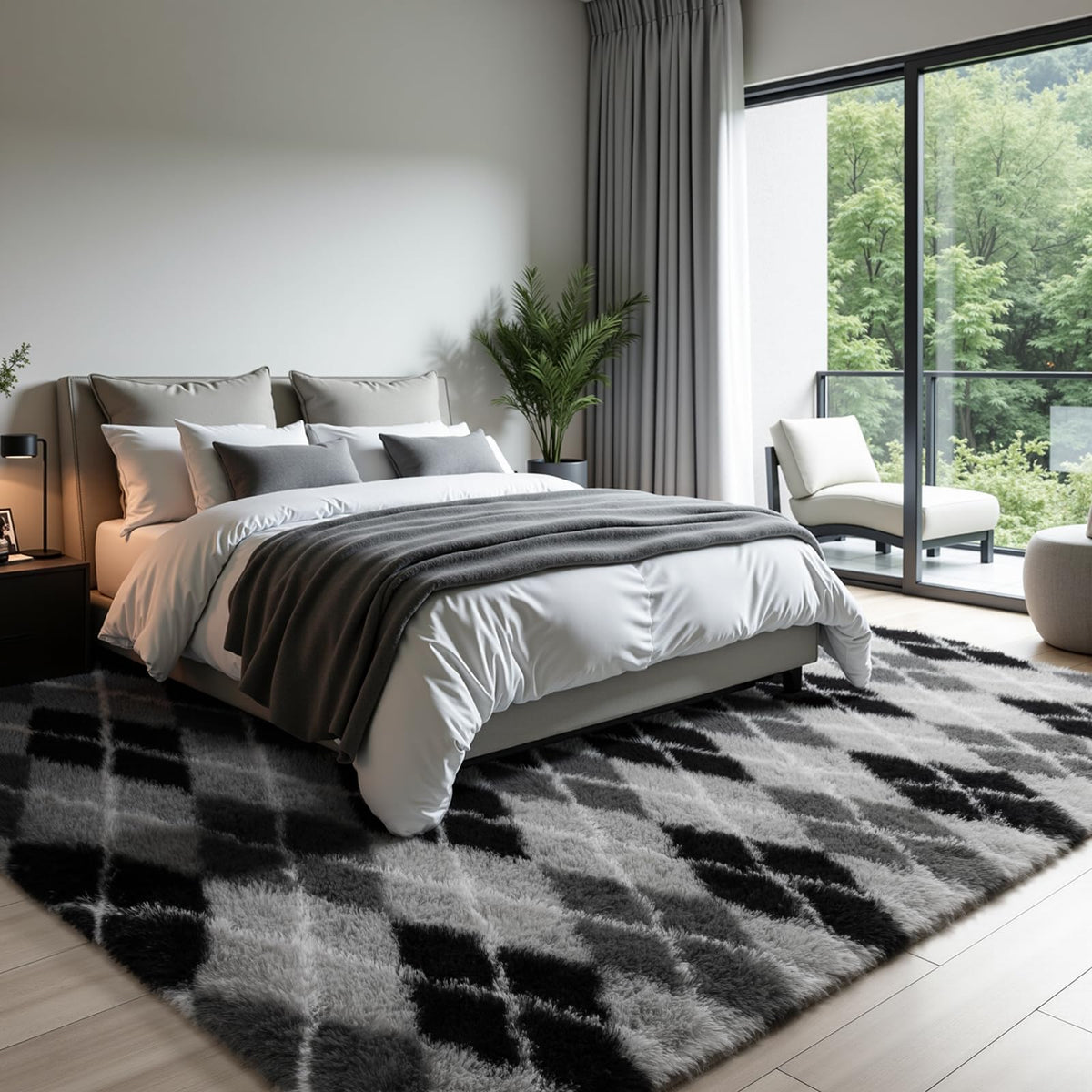 Zentavio Area Rugs for Living Room Grey Rugs for Bedroom 4x6 Carpet Fluffy Furry Soft Shag Aesthetic Plush High Pile Gray Throw Rug for Nursery Kids Room Dorm