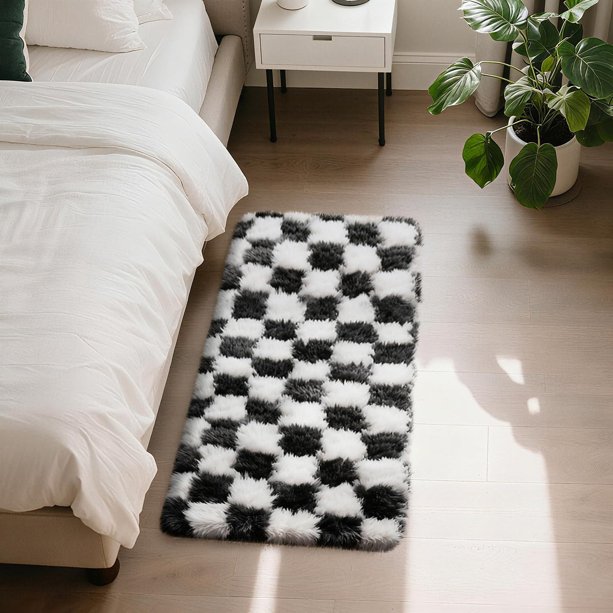 4x6 Beige Rug for Bedroom, Fluffy Shag Area Rug Small Rug Bedroom Carpet