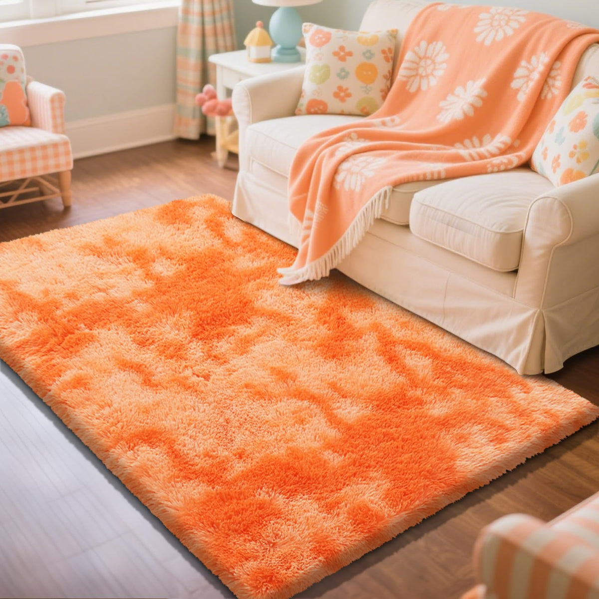 4x6 Beige Rug for Bedroom, Fluffy Shag Area Rug Small Rug Bedroom Carpet