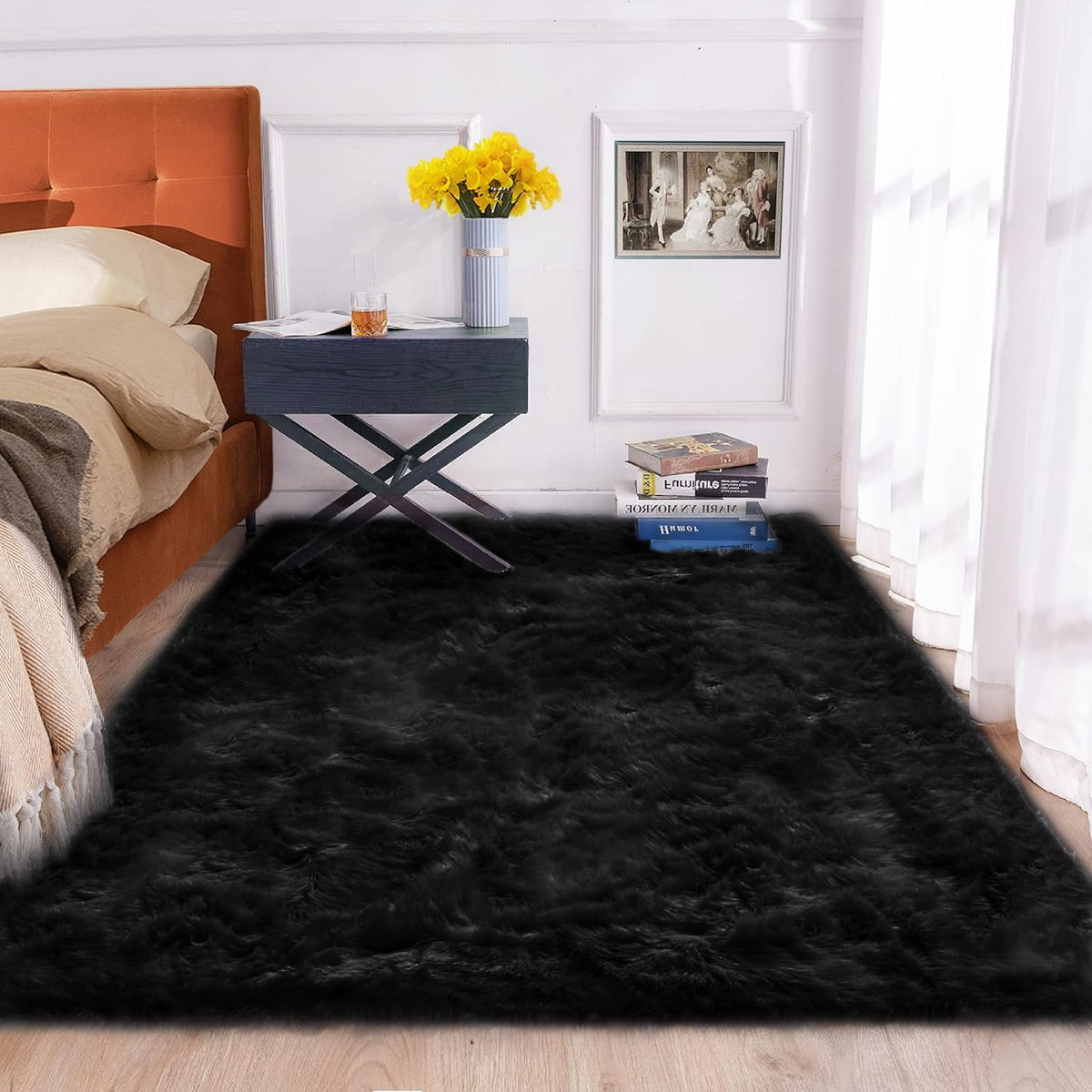 ORINOVA White Faux Sheepskin Fuzzy Fur Rugs for Bedroom Small Machine Washable Fluffy Area Rugs for Living Room 2x4 Shag Nursery Rug