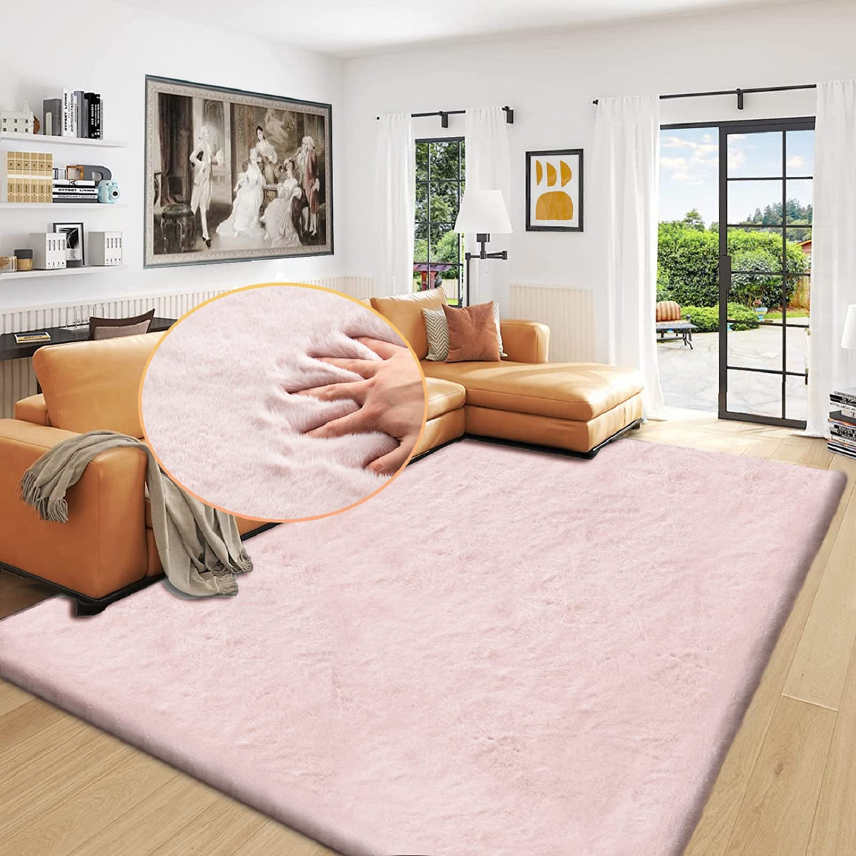 ORINOVA White Faux Bunny Fluffy Fur Rug Washable Area Rugs for Living Room Nursery Rugs for Bedroom 2x3 Rectange Rug Cute Home Décor