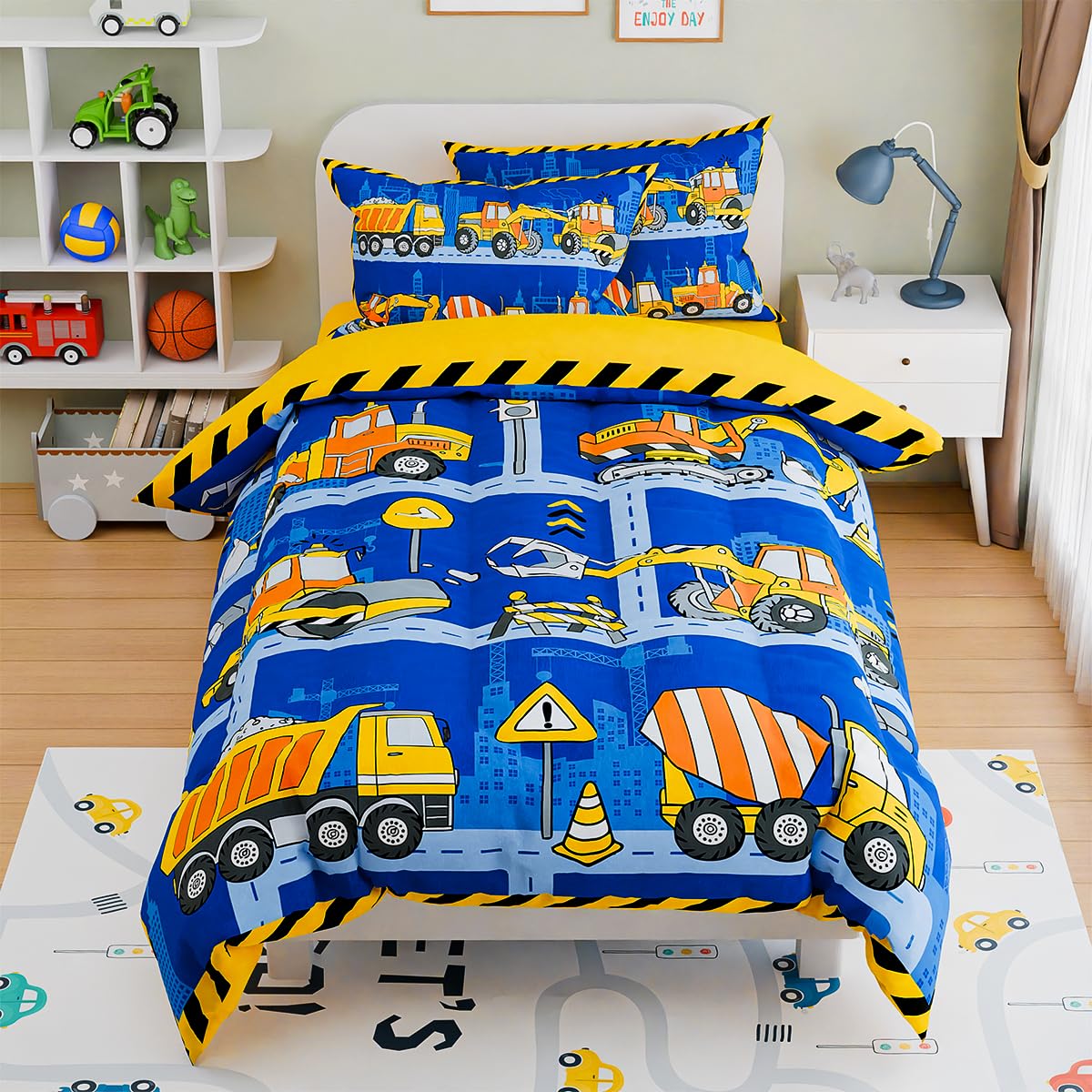 Woodland Animal Kids Bedding Set for Boys, Ultra Soft Microfiber Comforter Set Twin Size 3-Pieces, Comforters Bed Sets for Kid Tween Teen Bedroom Decor