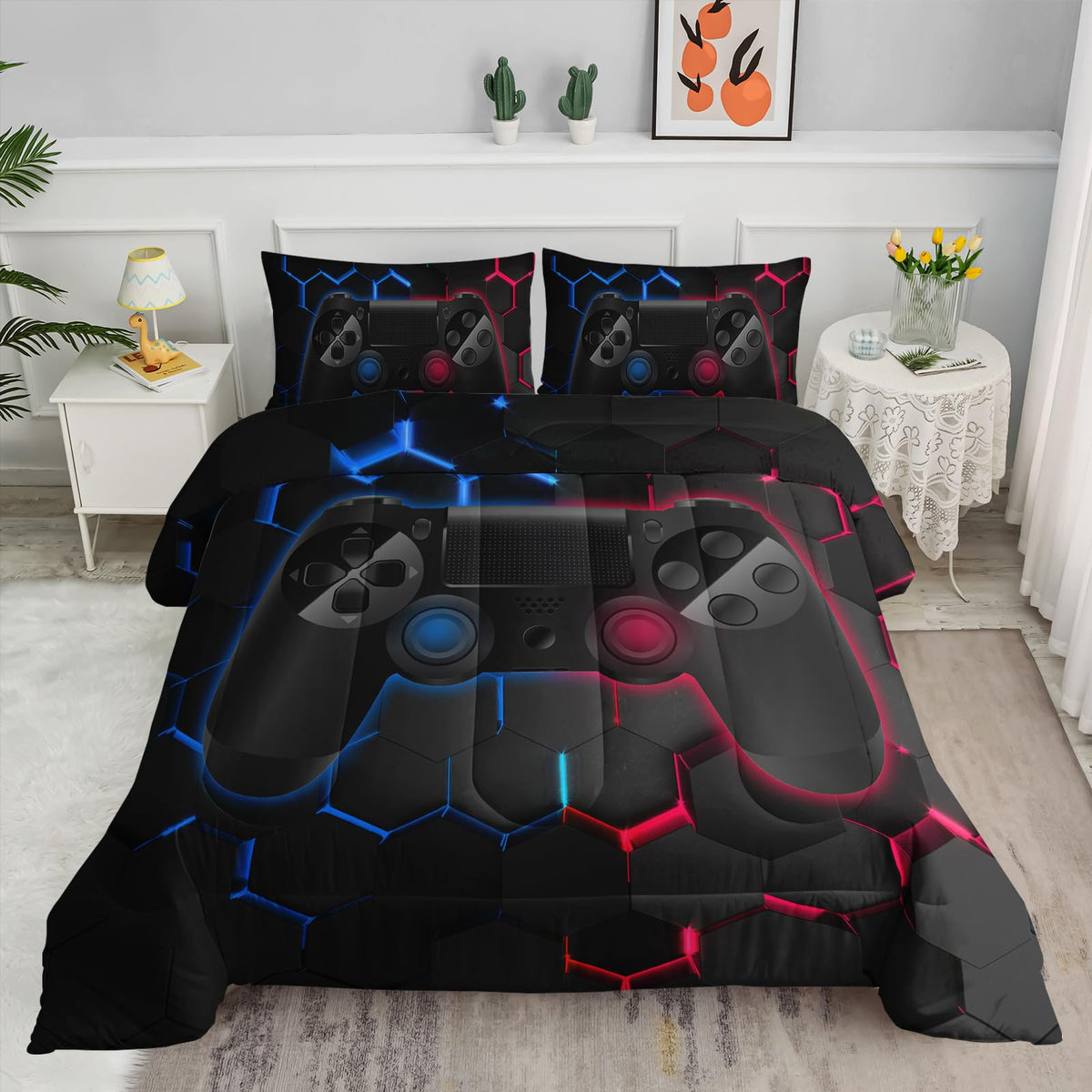 Axolotl Kid Comforter Set Twin Size,Racing Car Bedding Set for Boys Girls Teen Kids Children Racing Gifts,Race Cars Quilt Bed Set with 1 Comforter 2 Pillowcases,Red Grey