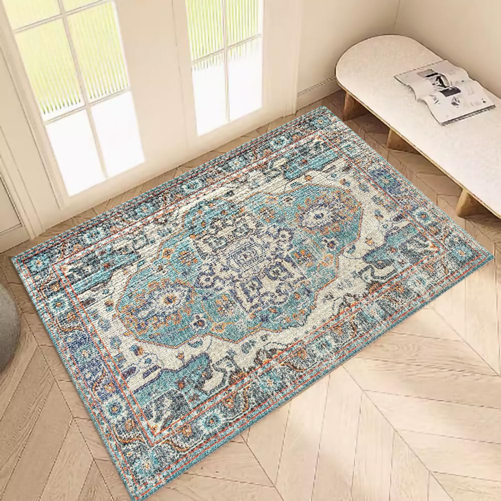 1.6x2.6 Small Area Rug, Washable Non-Slip for Entryway Green