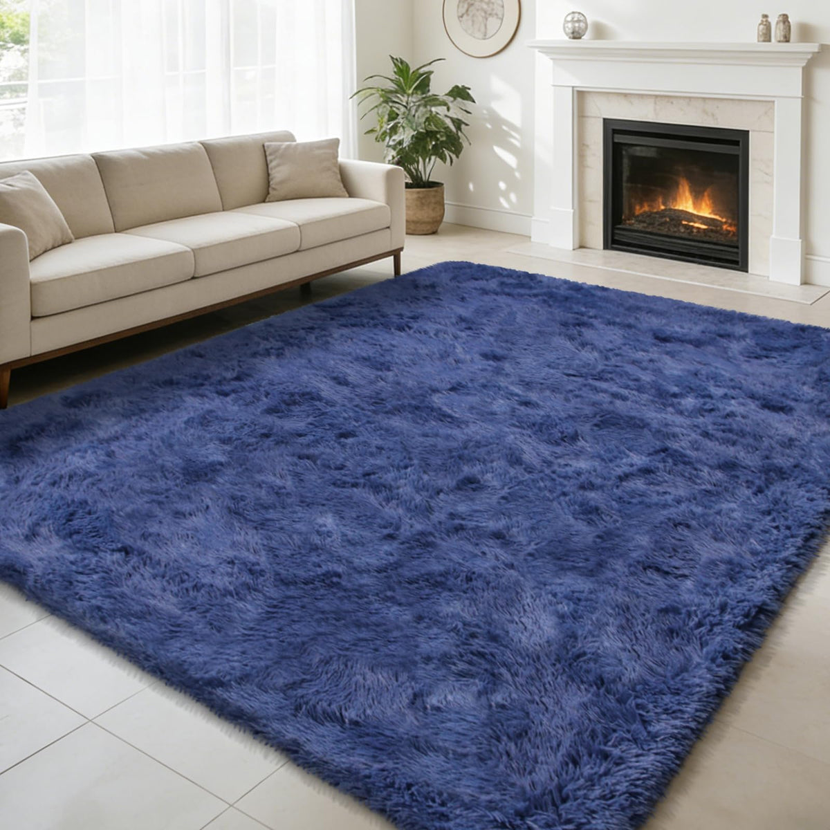 5x8 Shag Area Rug for Bedroom,Grey and Black Fluffy Rugs for Living Room