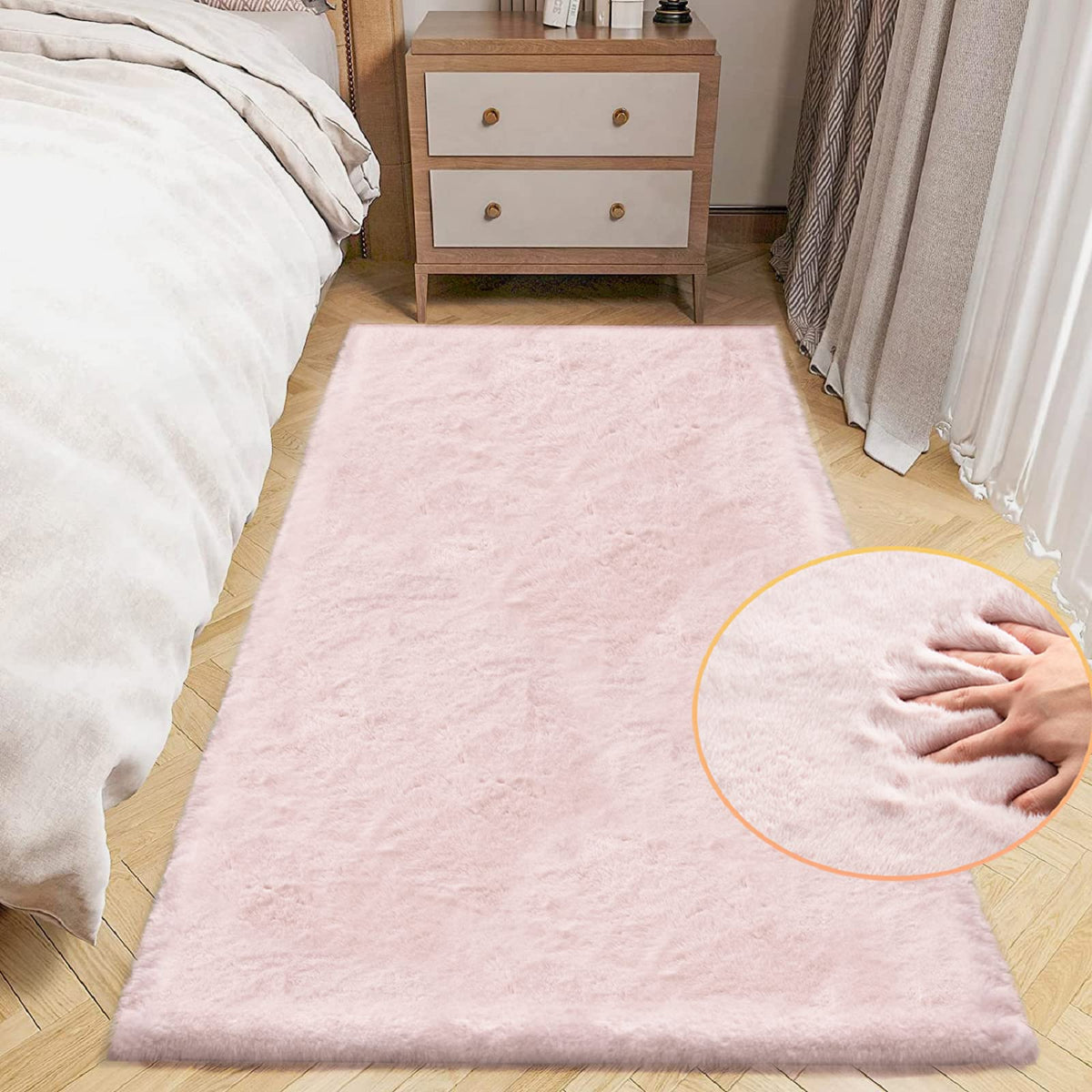 ORINOVA White Faux Bunny Fluffy Fur Rug Washable Area Rugs for Living Room Nursery Rugs for Bedroom 2x3 Rectange Rug Cute Home Décor