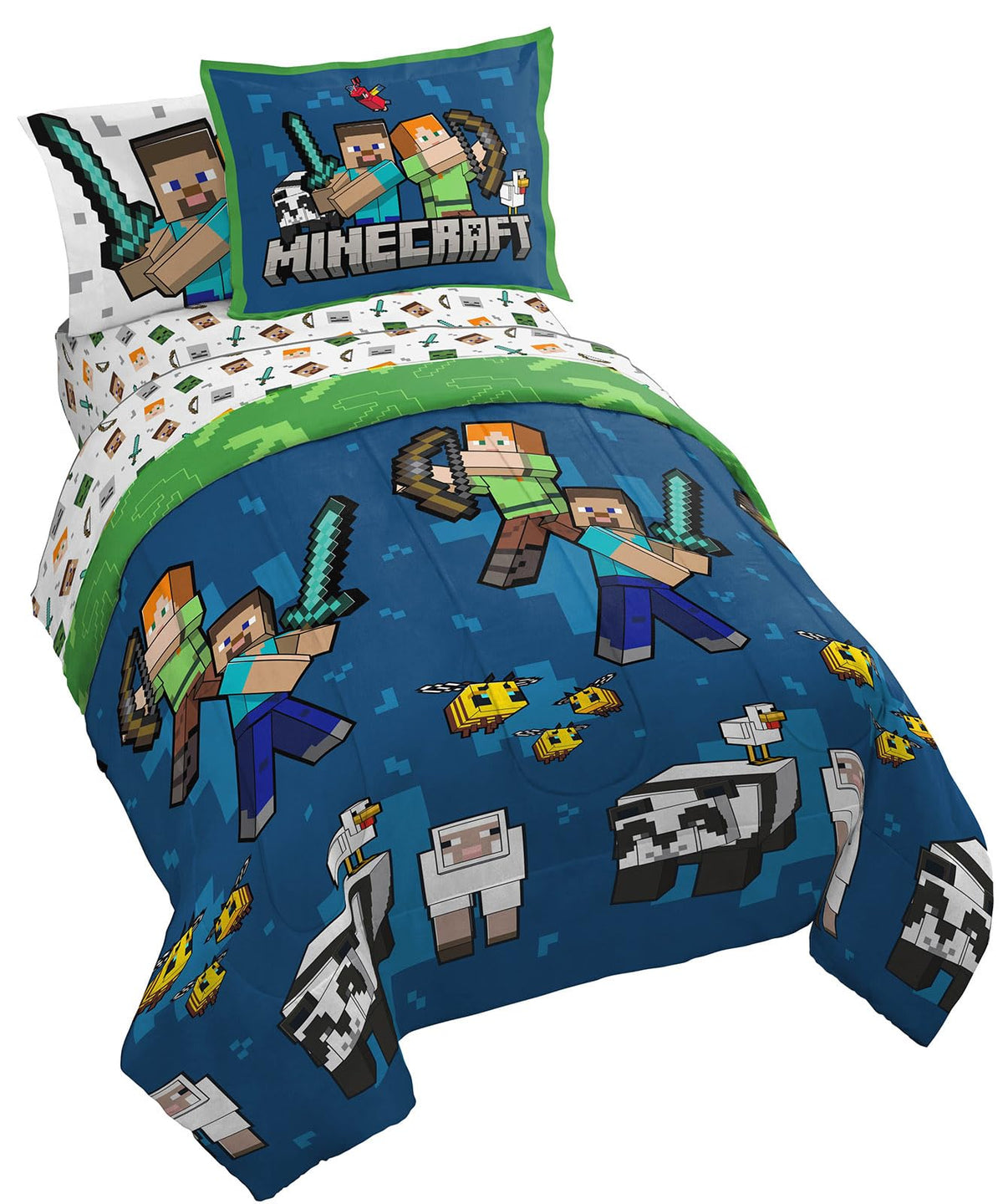 Disney Frozen Kids Full Comforter Set 7 Piece Bed in a Bag, Purple
