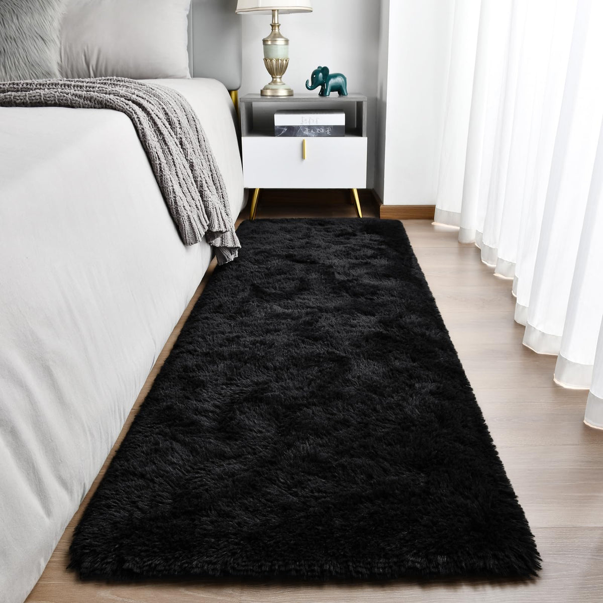 TWINNIS Super Soft Shaggy Rugs Fluffy Carpets, 4x5.9 Feet, Indoor Modern Plush Area Rugs for Living Room Bedroom Kids Room Nursery Home Decor, Upgrade Anti-Skid Rectangular Fuzzy Rug, Grey