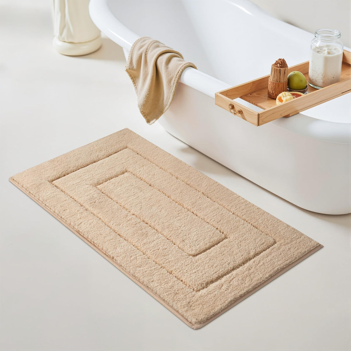 GRANNY SAYS Gray Bathroom Rug 16" x 24", Non-Slip Microfiber Bath Mat