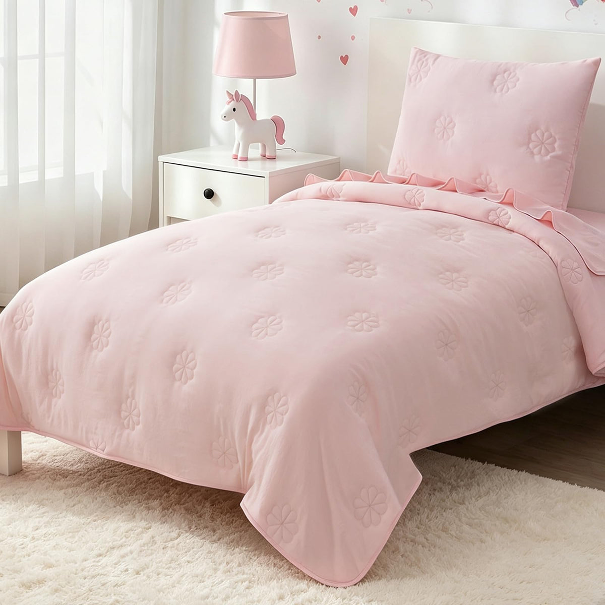 Toddler Bedding Sets for Girls Boys Kids Soft Comforter Set Beige