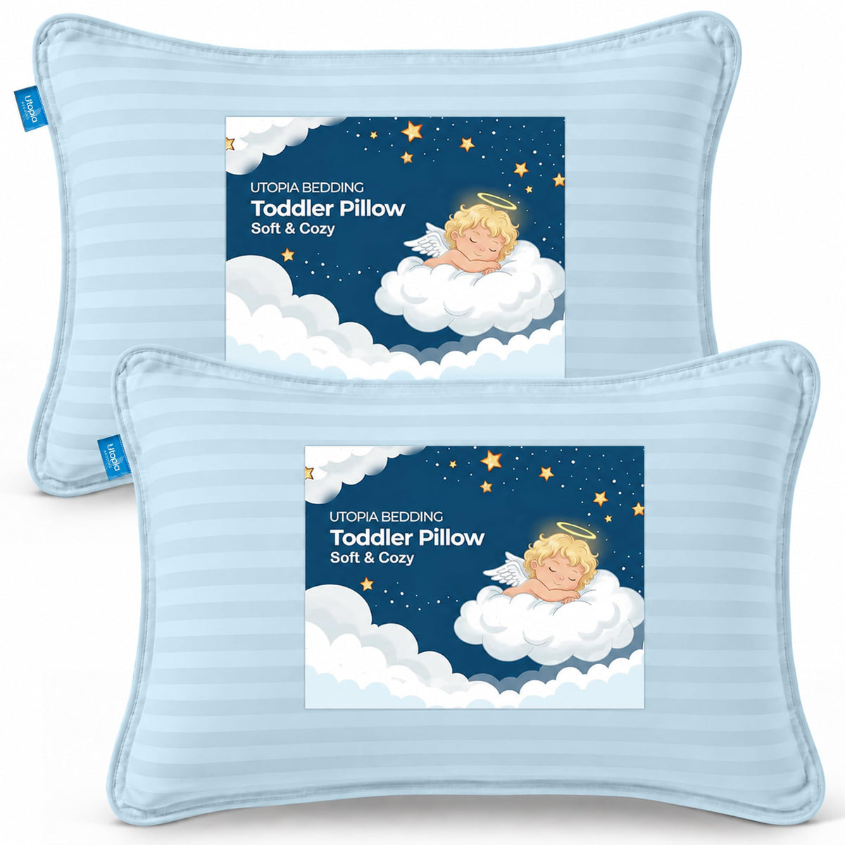 Utopia Bedding Toddler Pillow 2 Pack, Cotton Blend Shell 13x18 Inch, White