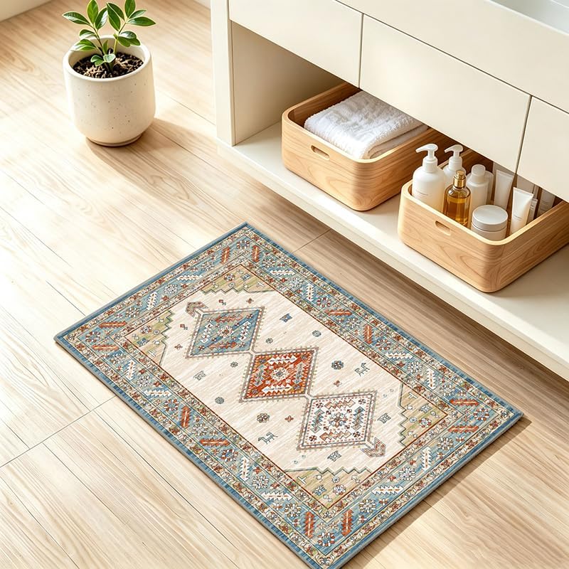 1.6x2.6 Small Area Rug, Washable Non-Slip for Entryway Green