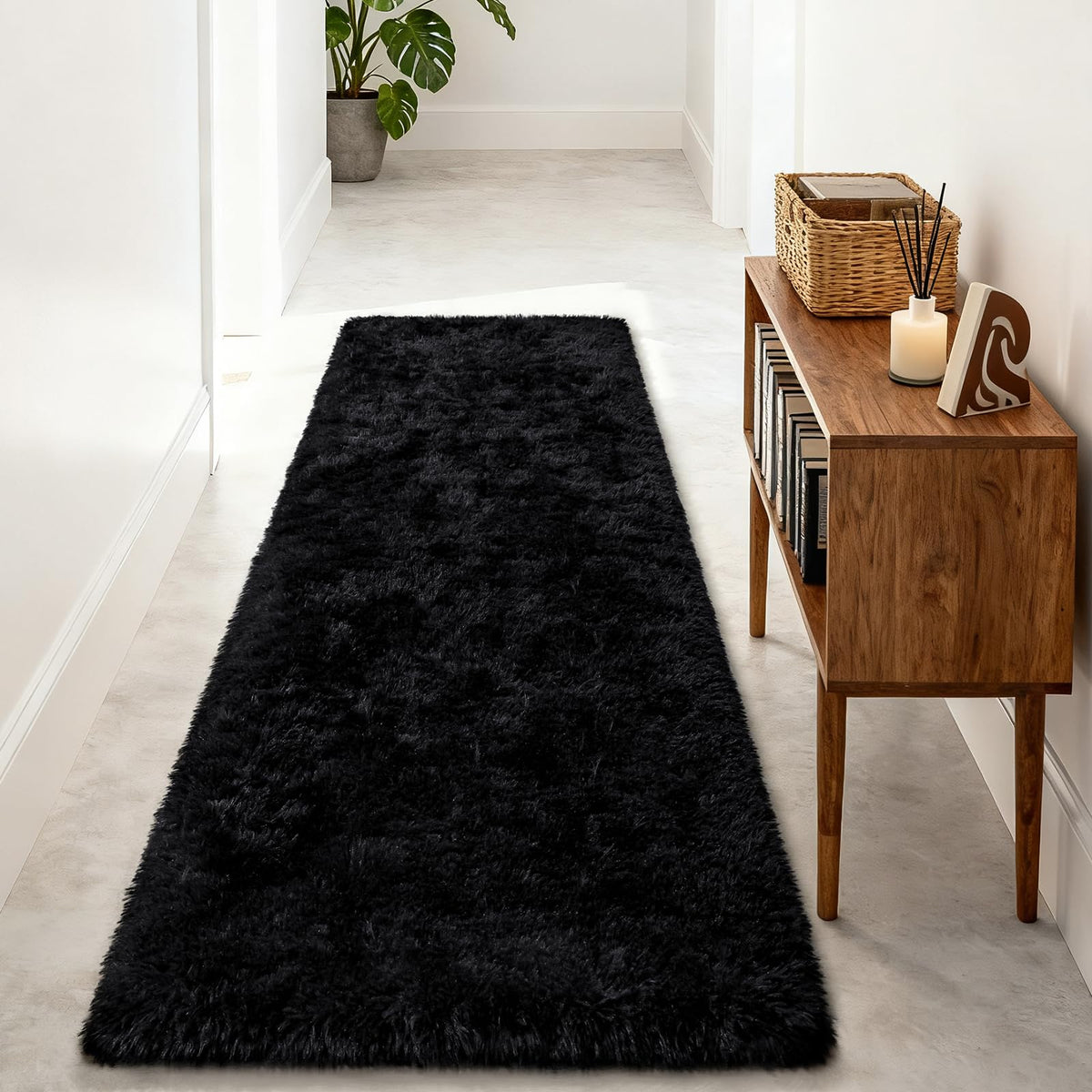 Merelax Soft Area Rug for Livingroom Bedroom, Machine Washable 4x6 Black Rugs Fluffy Shaggy Bedside Rug, Non Slip Indoor Carpet for Nursery Kids Room Home Decor Aesthetic