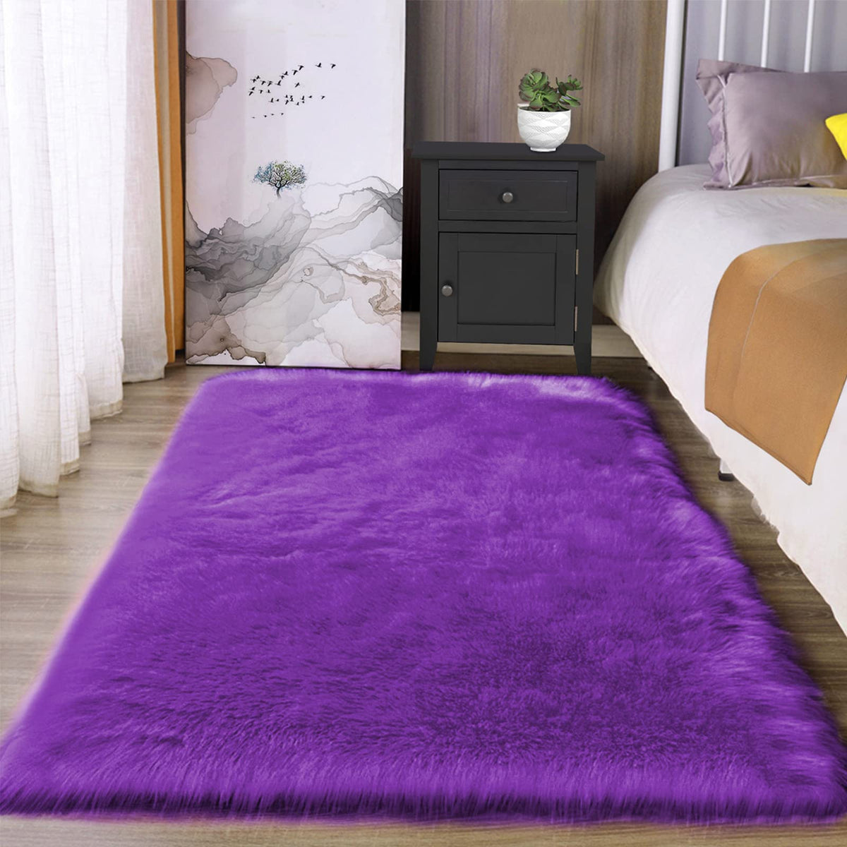 Latepis White Faux Fur Sheepskin Rug 4x6 for Living Room, Fuzzy Rugs Fluffy Washable Rug for Bedroom, Playroom, Luxury Room Decor, Rectangle