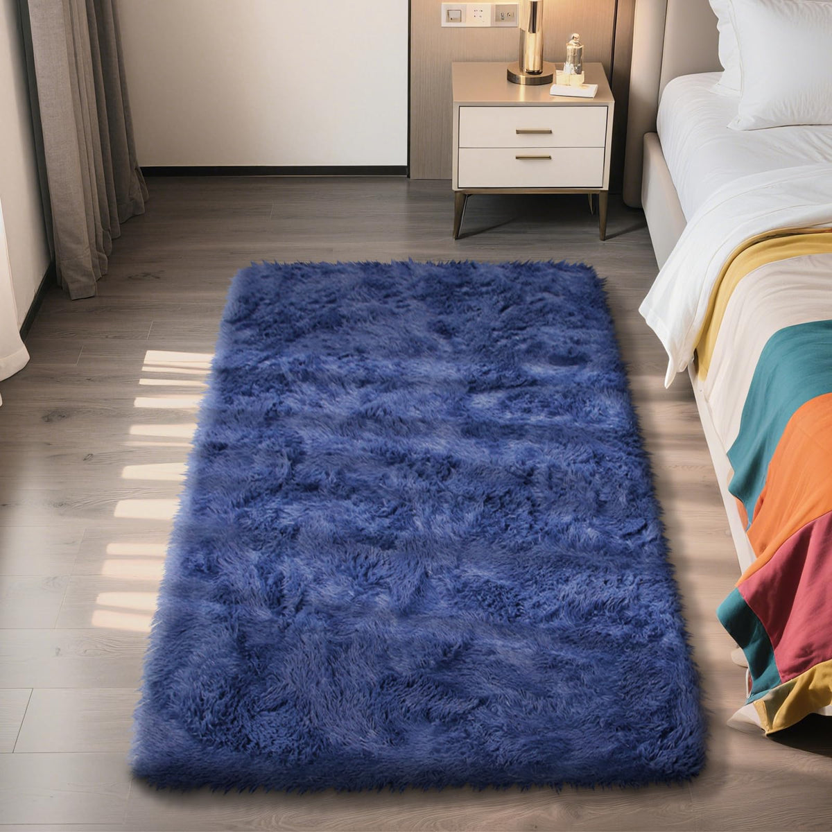 5x8 Shag Area Rug for Bedroom,Grey and Black Fluffy Rugs for Living Room