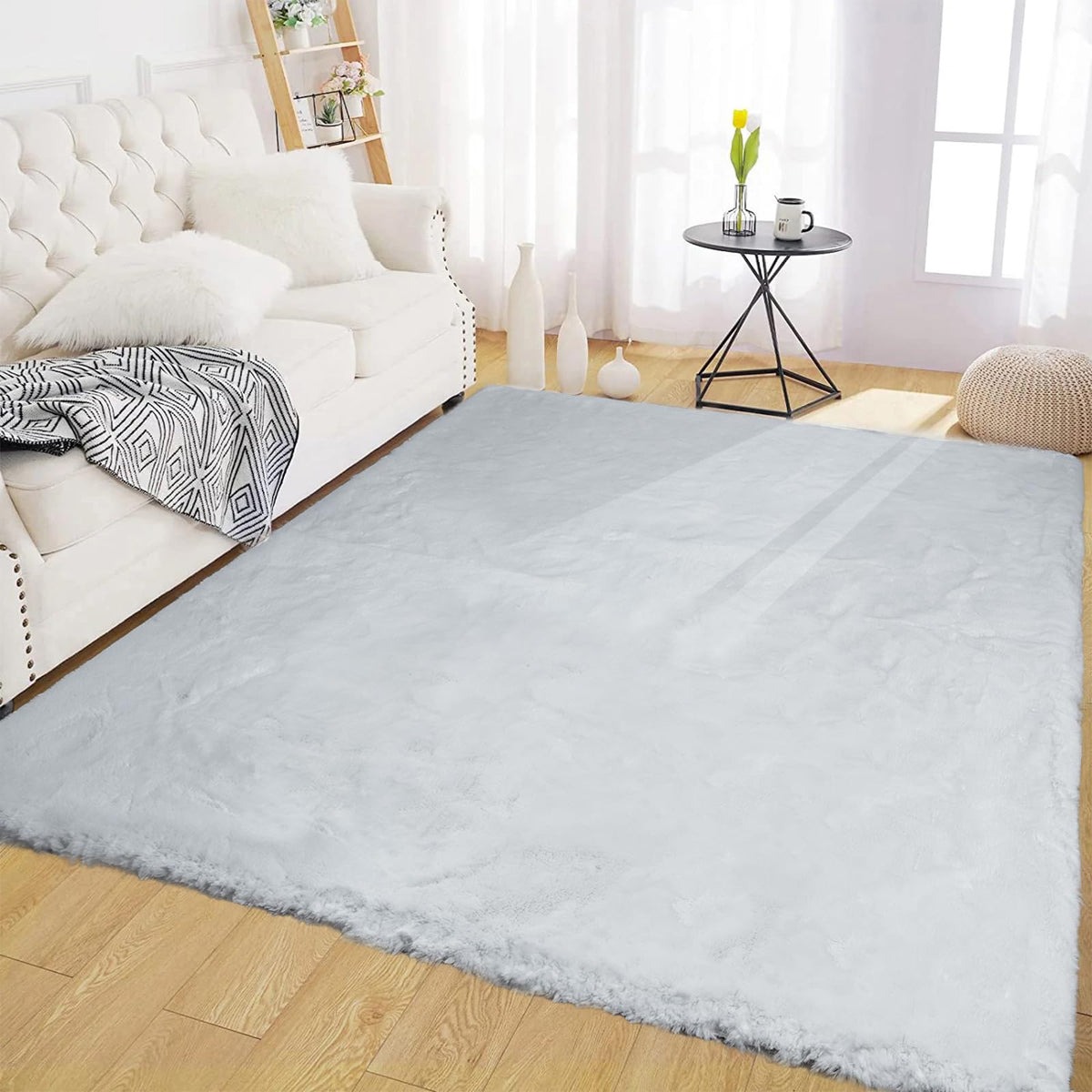 Latepis Washable Rugs 3x5 White Fluffy Shag Rug Shaggy Rug for Living Room Super Soft Area Rugs for Bedroom Nursery