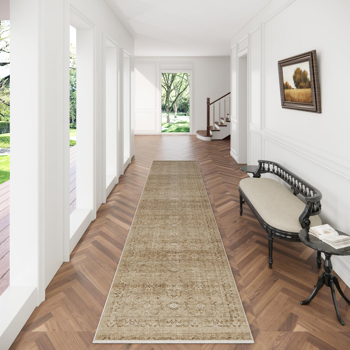 5x7 Area Rug for Living Room: Washable Bedroom Rug Non Slip Low Pile Carpet