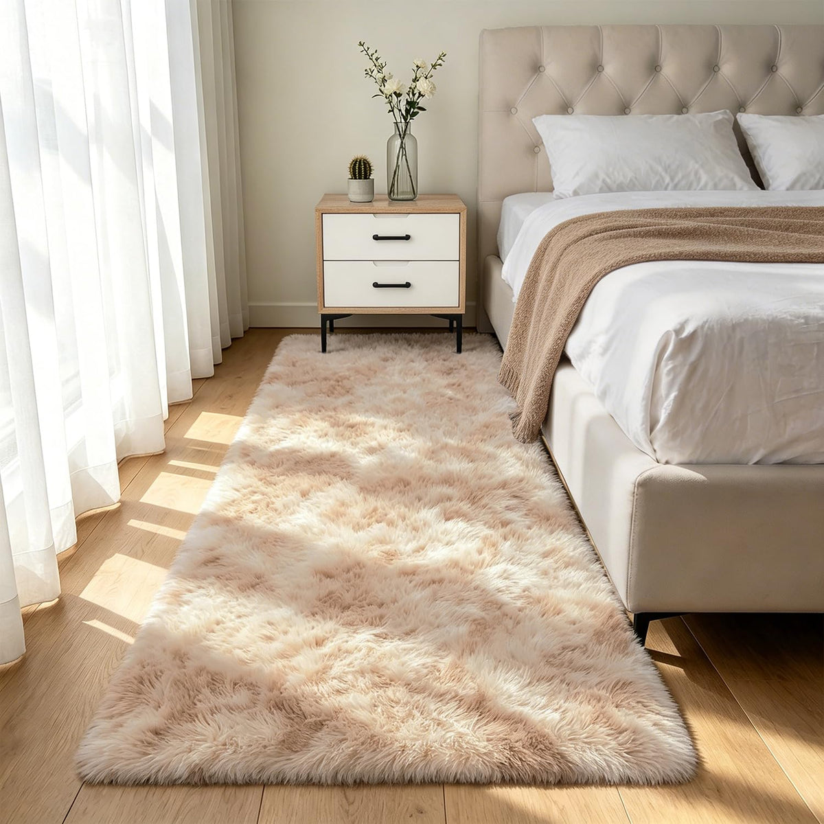 Shag Area Rugs for Bedroom Living Room,4X6 Ultra Soft Fluffy Area Rugs for Dorm,Indoor Carpet Plush Rugs for Home Decor,Tie-Dye Grey