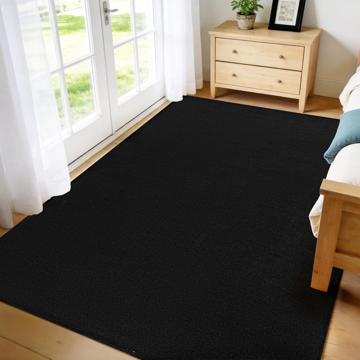 4x6 Black Area Rugs for Living Room, Non-Shedding Memory Foam Carpet