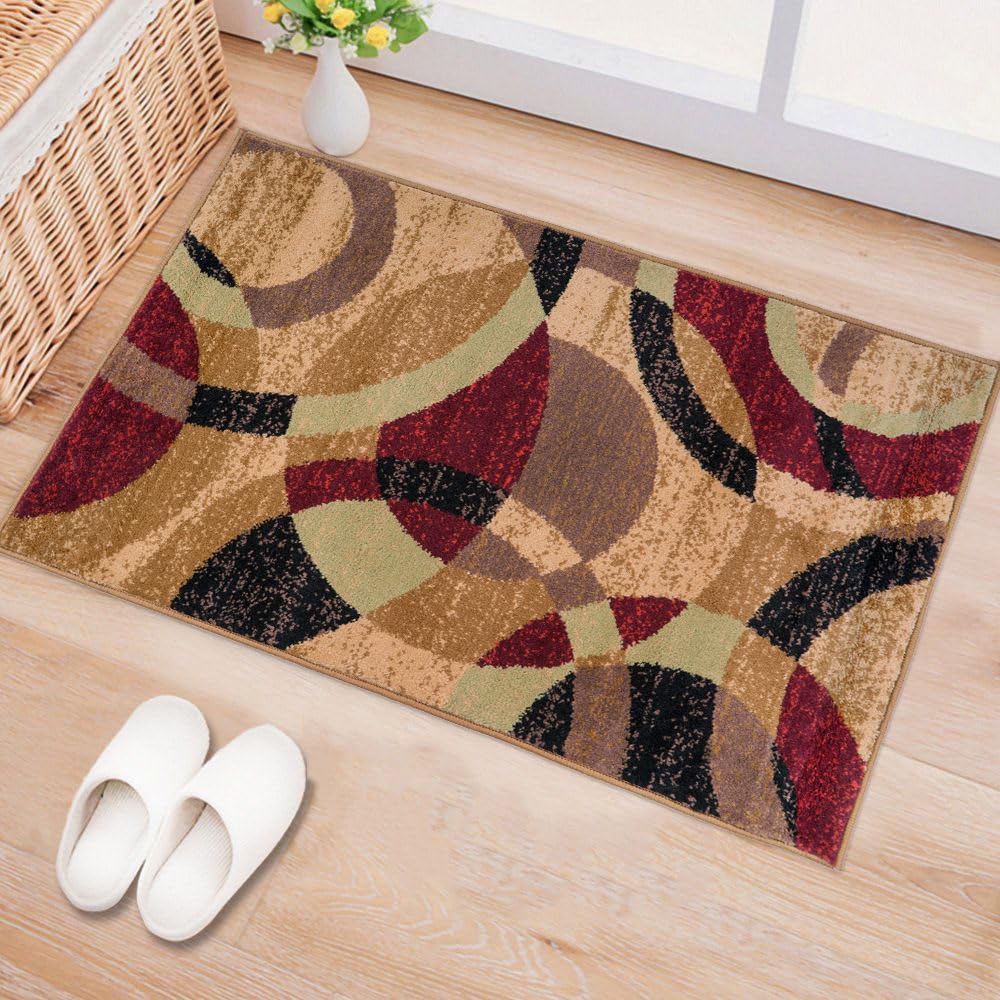 Rugshop Overlapping Circles Modern Geometric Area Rug Red 7'10" x 10'2"