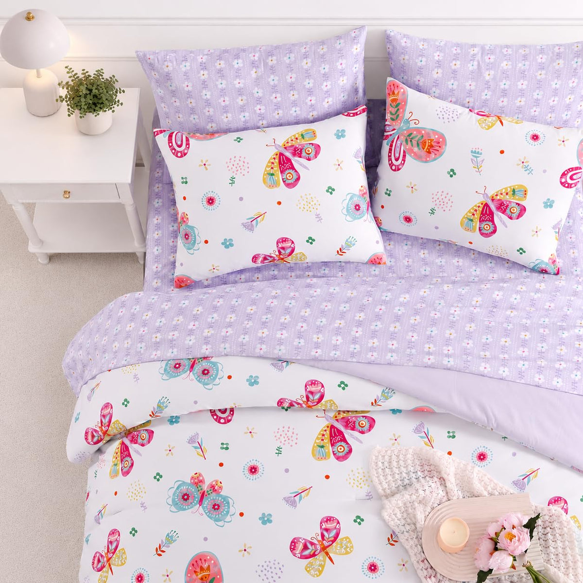 Twin Comforter Set for Girls - 5 Pieces Unicorn Bedding Twin Bed in a Bag
