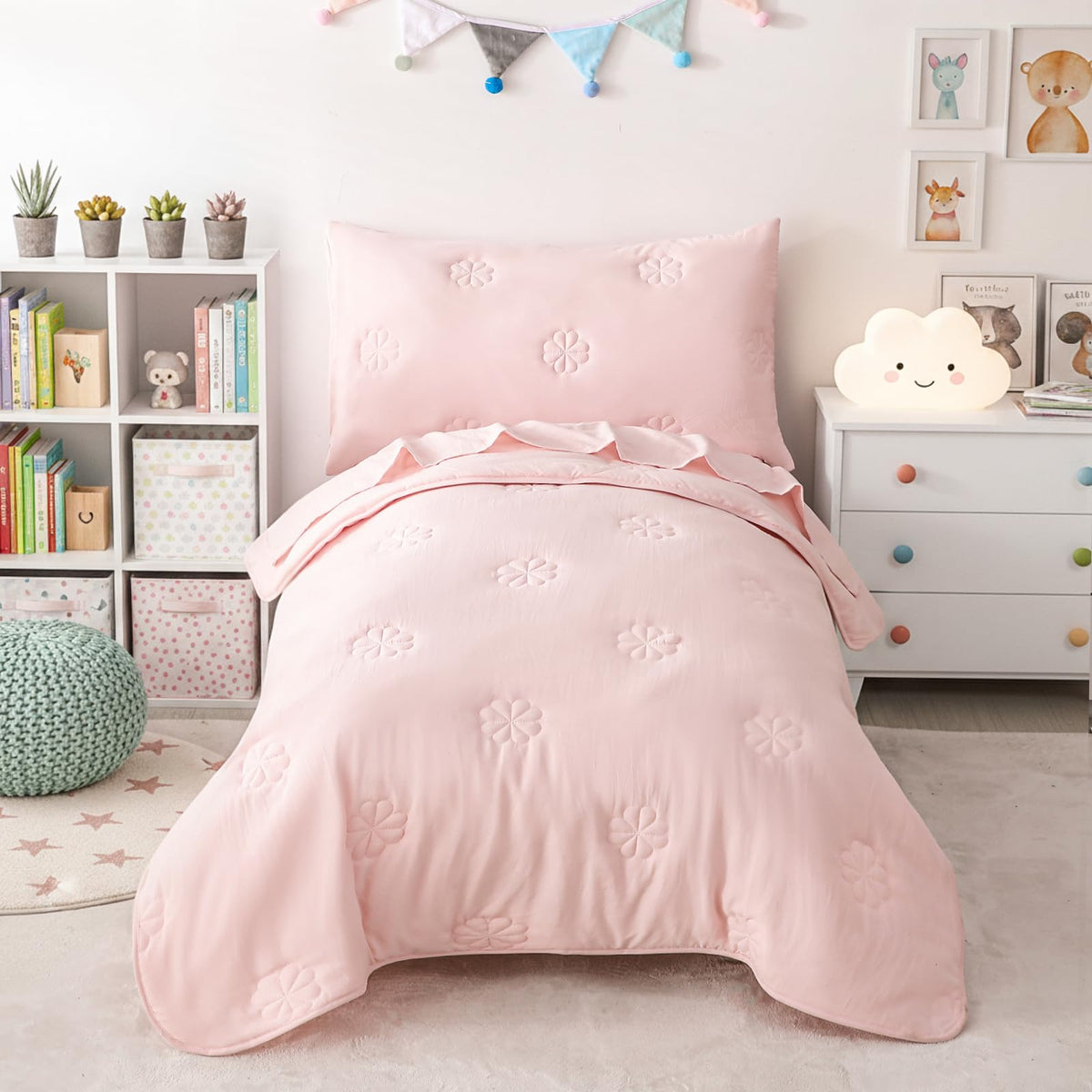 Toddler Bedding Sets for Girls Boys Kids Soft Comforter Set Beige