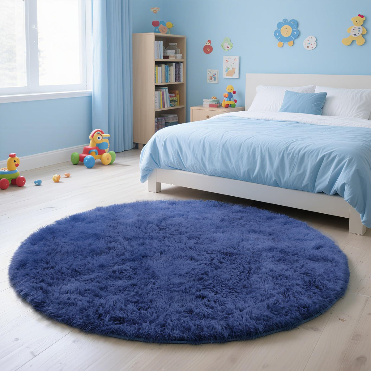 5x8 Shag Area Rug for Bedroom,Grey and Black Fluffy Rugs for Living Room