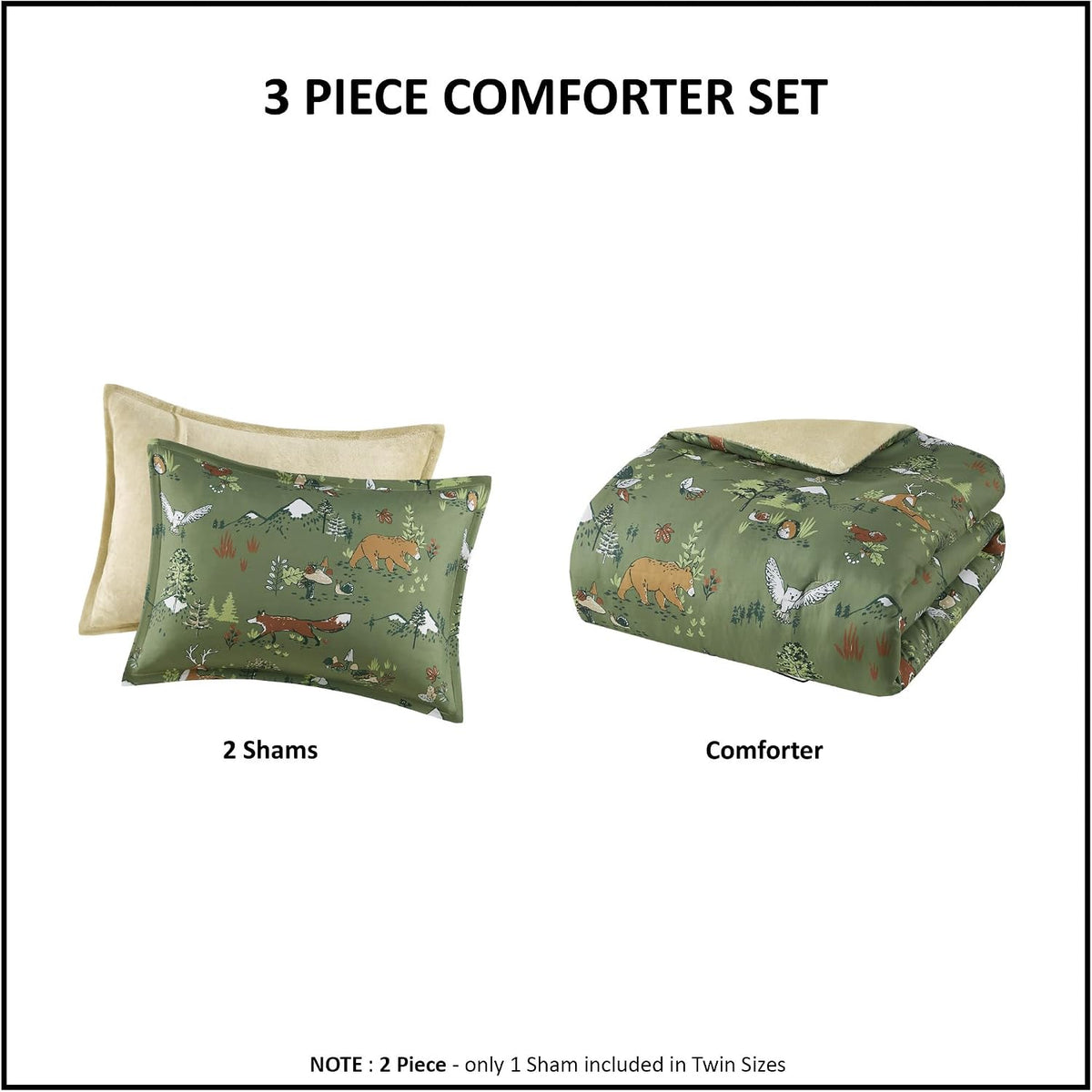 Intelligent Design Kids Reversible Plush Green Twin Comforter Set, 2pc