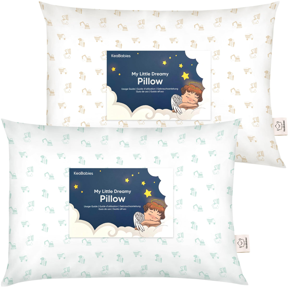 KeaBabies 2pk Toddler Pillows 2 Year Old to 5,14x20 Kids Pillow(Soft White)