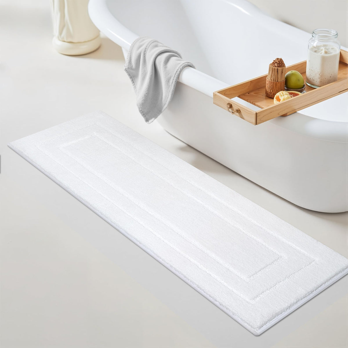 GRANNY SAYS Gray Bathroom Rug 16" x 24", Non-Slip Microfiber Bath Mat