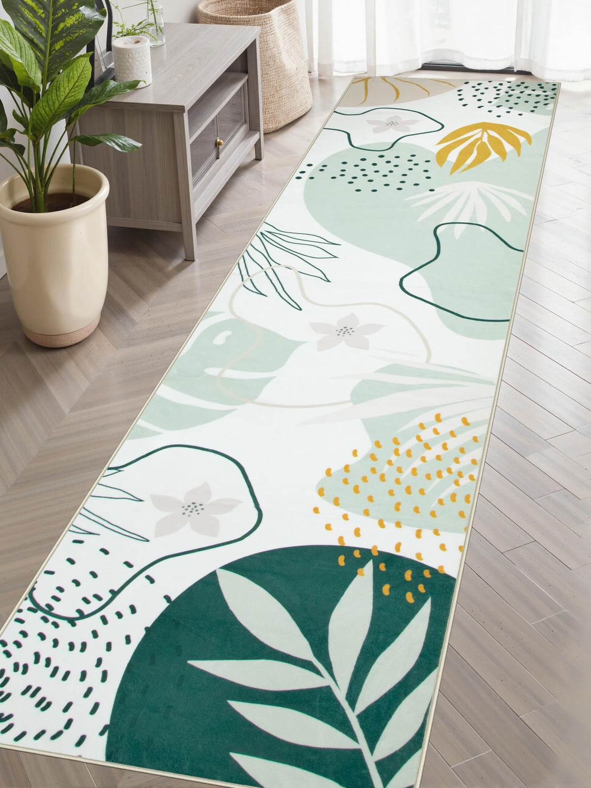 Lahome Pink Boho Nursery Rug 4x6, Washable Non Slip Soft Botanical Area Rug for Girls Bedroom Kids Room Playroom Dorm Apartment Decor