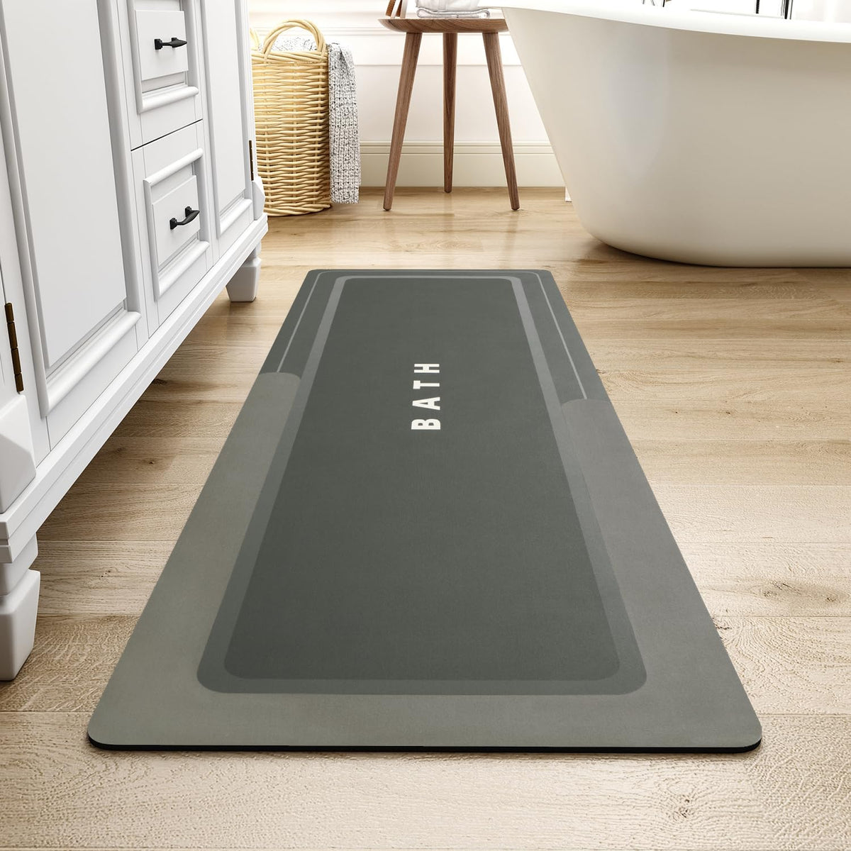 MontVoo-Bath Mat-Bath Mat Rug Non Slip Super Absorbent Stain Resistant Quick Dry Thin Bathroom Rug-Bath Mats for Bathroom Floor Bathtub Vanity-Bathmat Bath Rug Easy Care-17"x27" Darkgrey