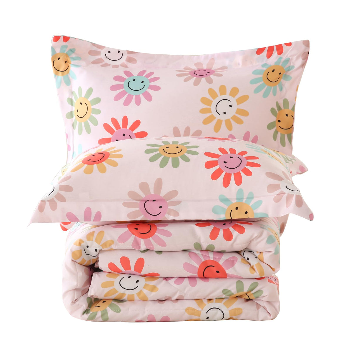 Yibeizi Kids Comforter Set for Boys Girls Full Size, Cute Quilted Woodland Forest Animal Print Fall Bedding with Pillow Sham, Lightweight Soft Breathable Machine Camping Themed Bed Set 3 Piece