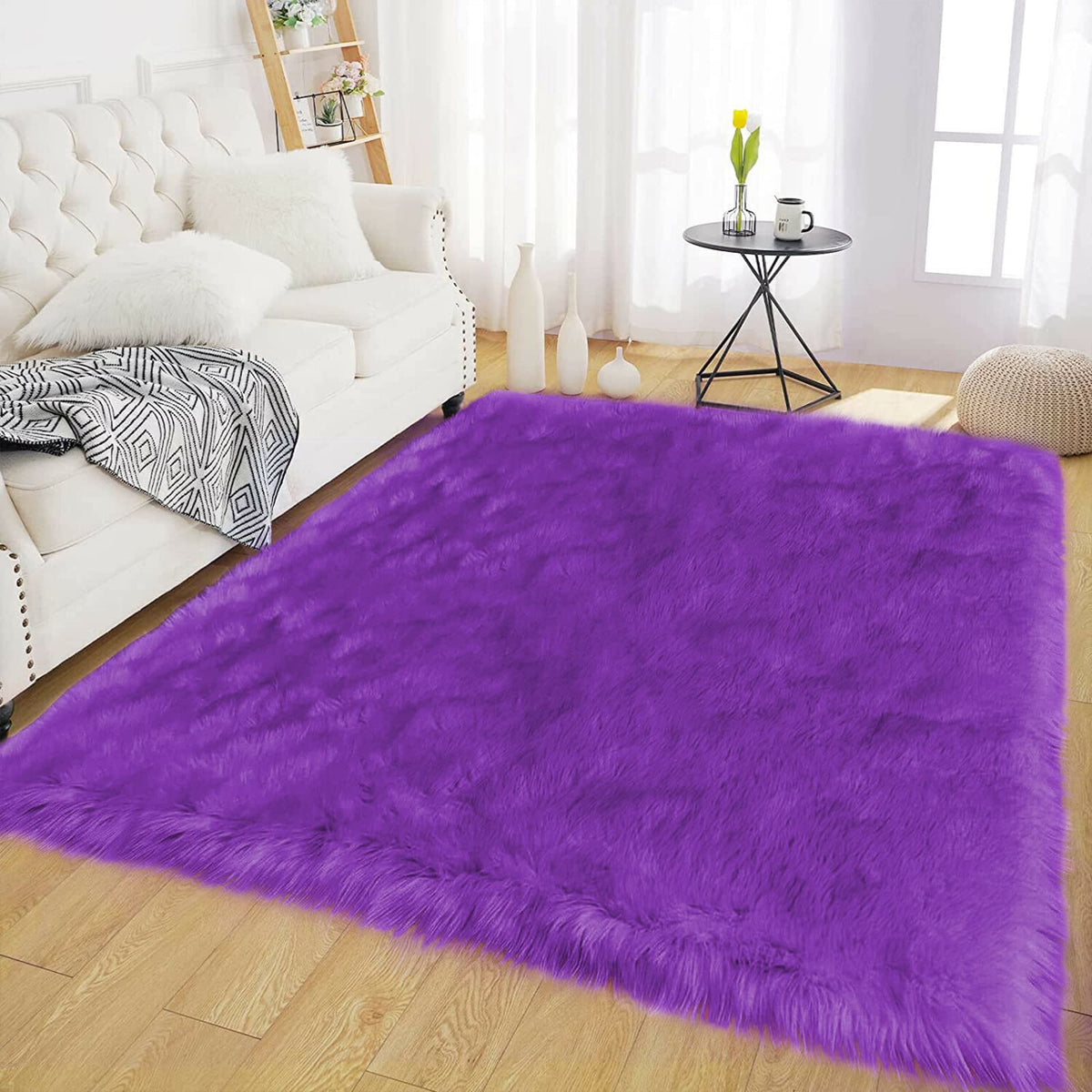 Latepis White Faux Fur Sheepskin Rug 4x6 for Living Room, Fuzzy Rugs Fluffy Washable Rug for Bedroom, Playroom, Luxury Room Decor, Rectangle