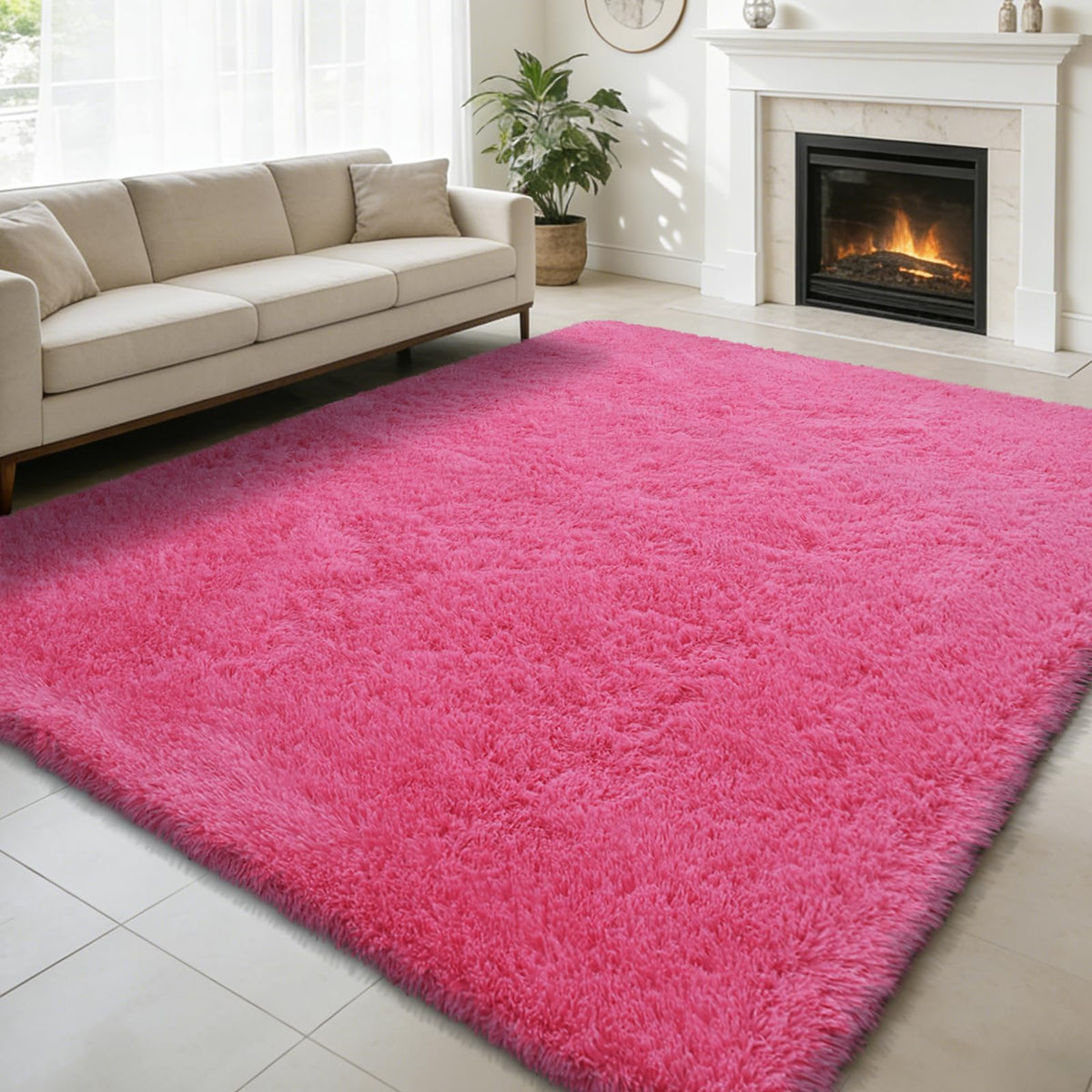 5x8 Shag Area Rug for Bedroom,Grey and Black Fluffy Rugs for Living Room