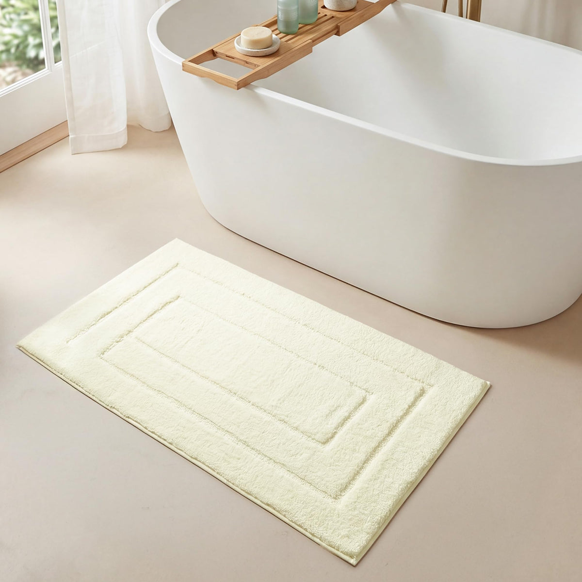 GRANNY SAYS Gray Bathroom Rug 16" x 24", Non-Slip Microfiber Bath Mat