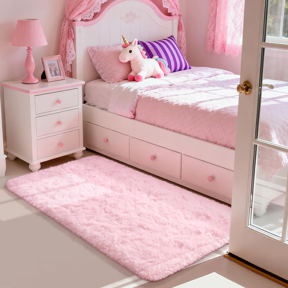 Merelax Soft Area Rug for Livingroom Bedroom, Machine Washable 4x6 Black Rugs Fluffy Shaggy Bedside Rug, Non Slip Indoor Carpet for Nursery Kids Room Home Decor Aesthetic
